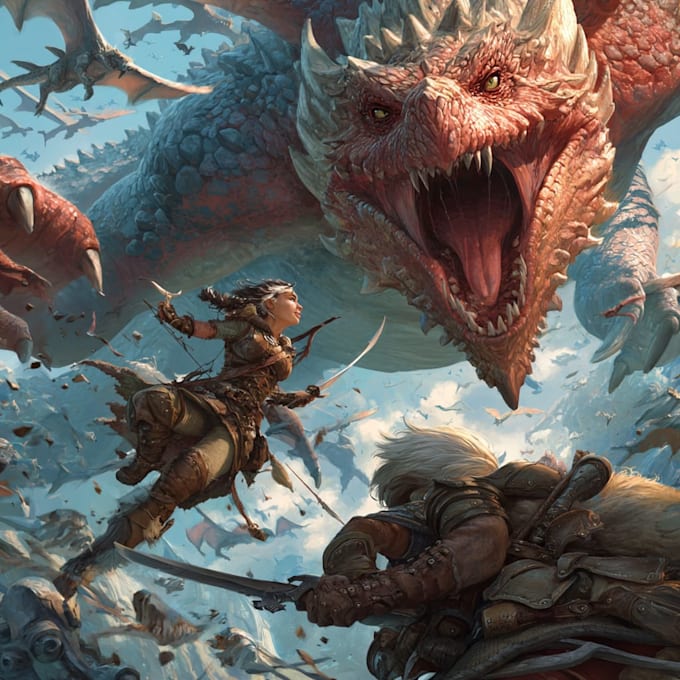 create fantasy game key art and illustrated covers