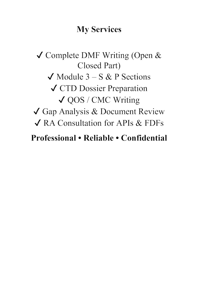 prepare complete dmf dossier open and closed part for usfda eu cep