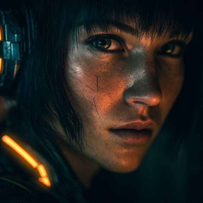 create sci fi hero portrait with realistic details