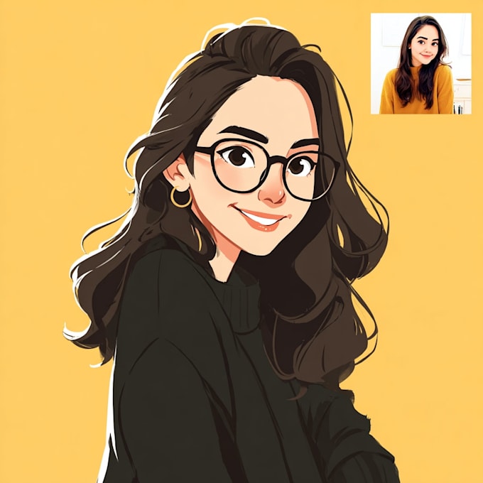 draw cartoon vector portrait with your face