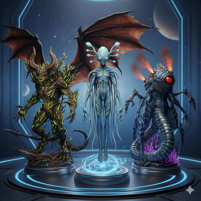 design 3d monster, alien and creature character models