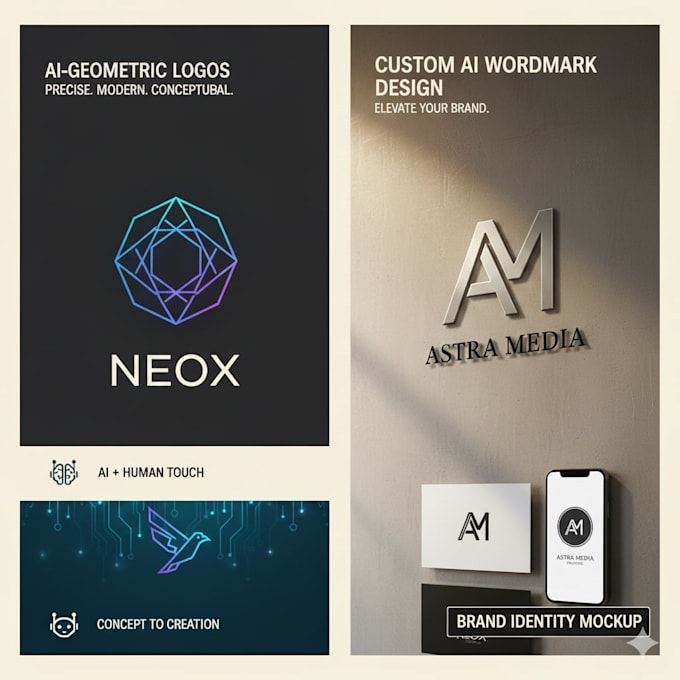 design a modern ai minimalist logo using mid journey and vector tools