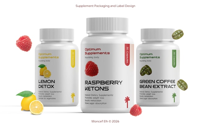 design supplement product packaging box and label