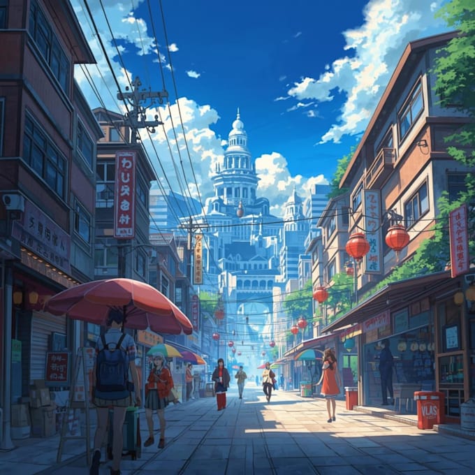 draw anime background and environment art