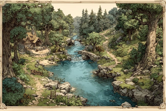design your high quality detailed fantasy game map