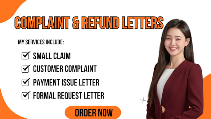 draft complaint, dispute and refund letter to resolve company or consumer issues