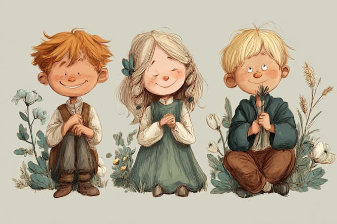 draw cute children comic cartoon in this style