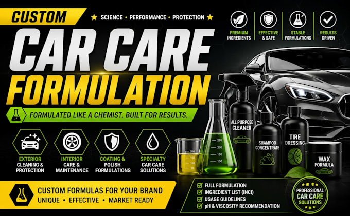 create professional car care formulations, detailing products, custom automotive