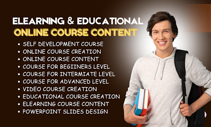 create educational course content, elearning course content, video course, ppt