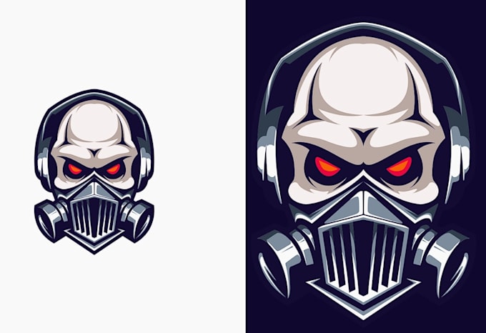 do human skull cartoon emblem mascot logo design