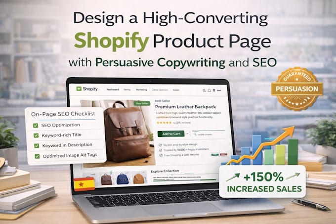design high converting shopify product page with persuasive copywriting and SEO
