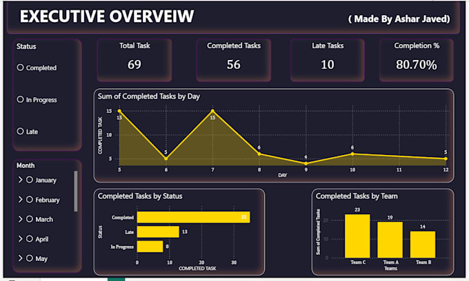 provide data analysis, dashboards and insights