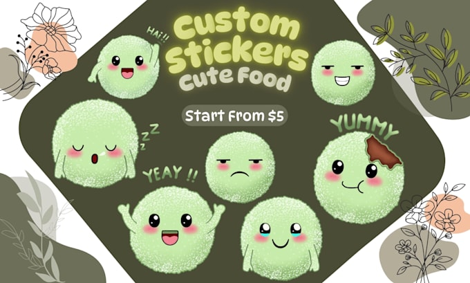 custom cute cartoon food illustration sticker