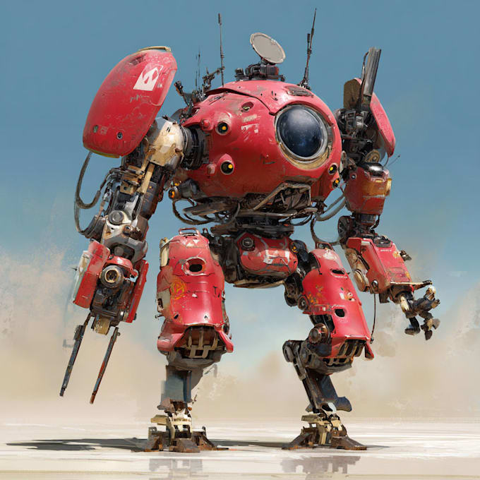 draw mecha robot character sheet design