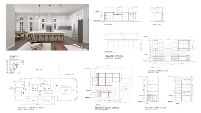 do a kitchen design or bathroom remodel with 3d rendering, elevations