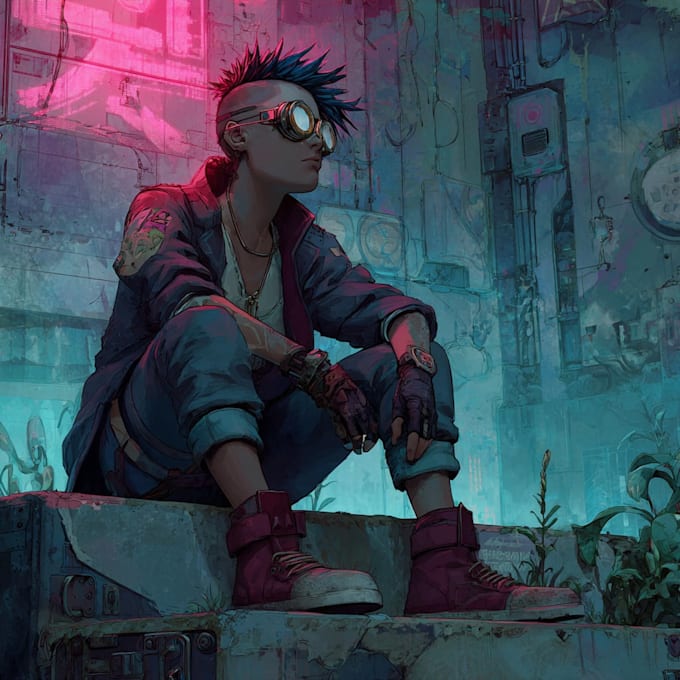 draw you a cyberpunk illustration portrait
