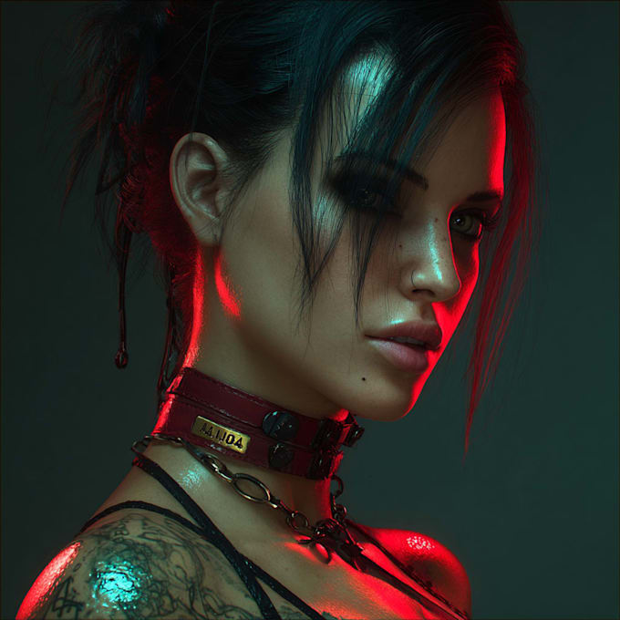 draw digital portrait in style cyberpunk