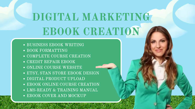 create digital online course content, business ebook and course creation
