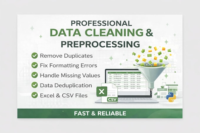 clean, fix, and organize messy data in excel or CSV and data entry