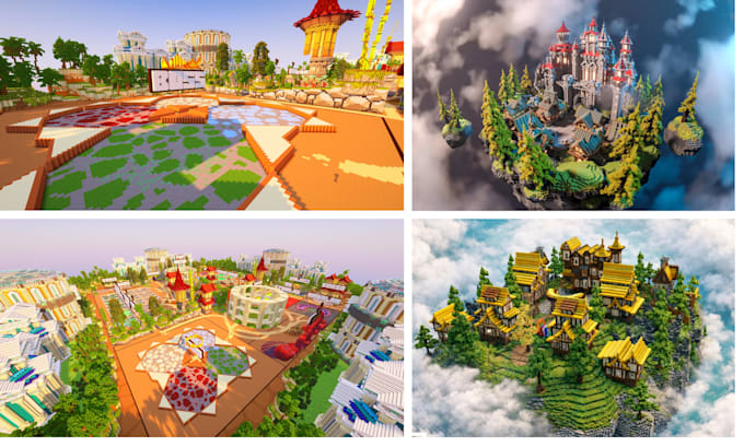 build custom minecraft map, spawn, castle, village, lobby, java world, hub, city