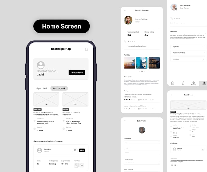 Create mobile app ui ux design, wireframe and app prototype figma by ...