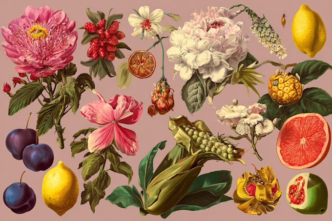illustrate awesome botanical fruit, plant illustration