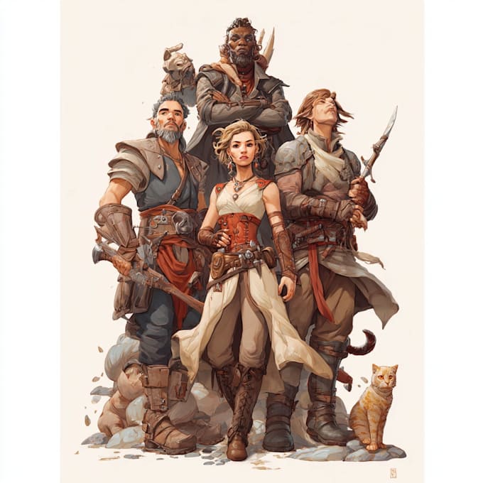 make fantasy or dnd party illustration