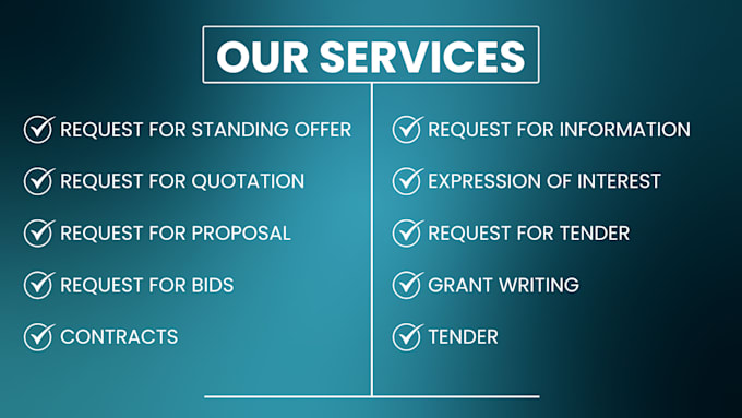 prepare rfq, rfp, bid proposal, and government contracts
