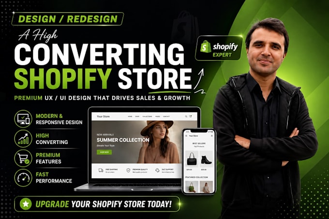 design or redesign a high converting shopify store with premium UX UI