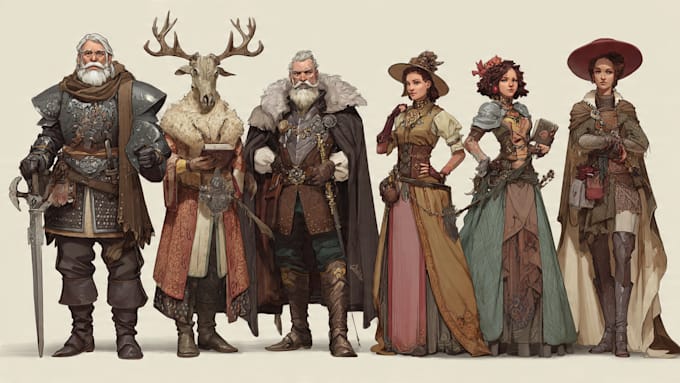 draw your dnd rpg character or party illustration art