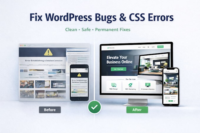 fix wordpress website errors,bugs, CSS issues,fix wordpress issues in 1 hour