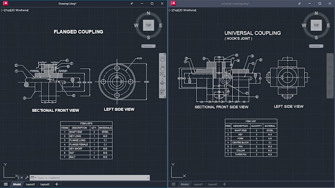 create professional 2d autocad drawings for mechanical parts