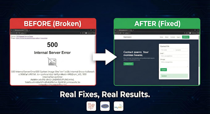fix laravel, php and mysql bugs and errors fast