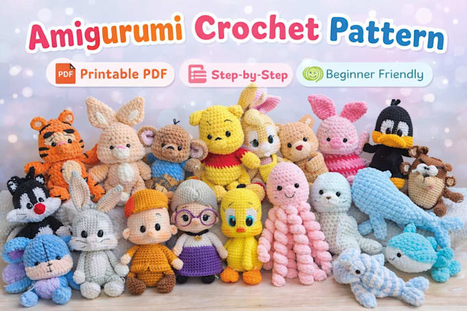 write amigurum plushie stuffed toys pdf crochet pattern video tutorial etsy shop