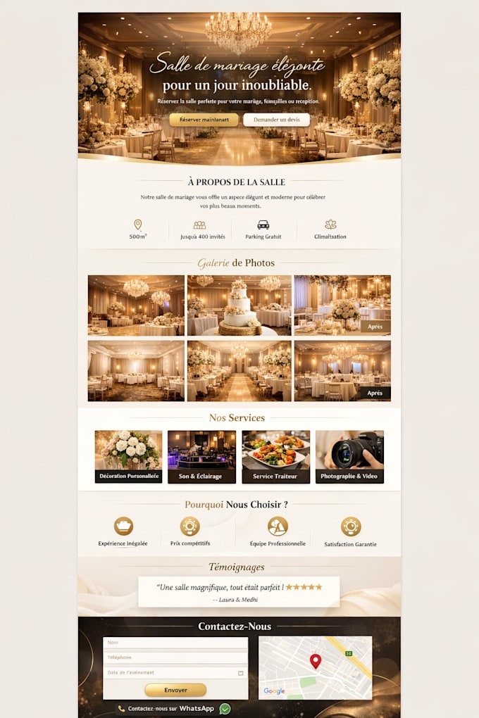 create a modern web site elegant wedding venue