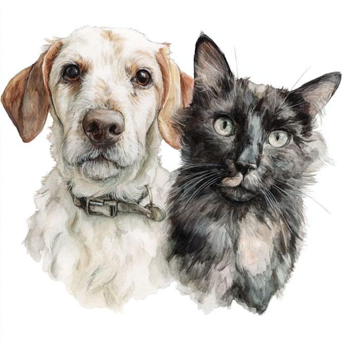 draw watercolor pet portrait