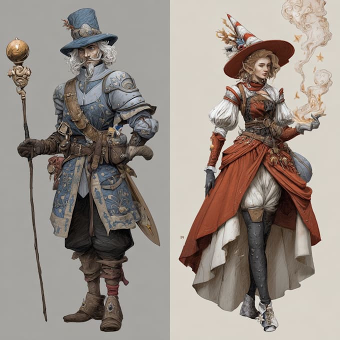 draw a fantasy character for dnd, pathfinder, etc