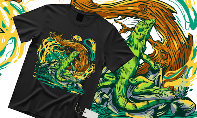draw custom full color t shirt illustration design