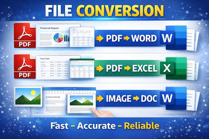 Convert pdf to word and excel editable files by Poptraits | Fiverr