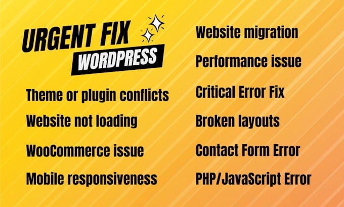 fix wordpress issues, fix wordpress error, wordpress bug fix urgently