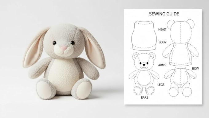 Plush Body Pattern Design custom plushie sewing pattern for stuffed toys using pattern ...