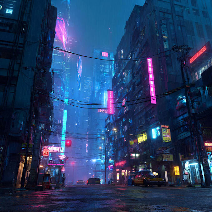 create cyberpunk city style art for any project