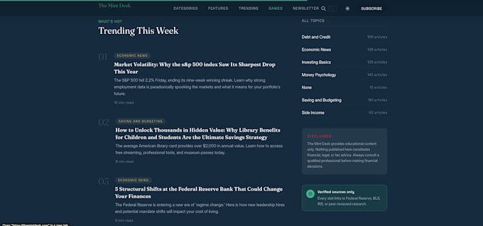 build an ai powered finance and crypto news article website