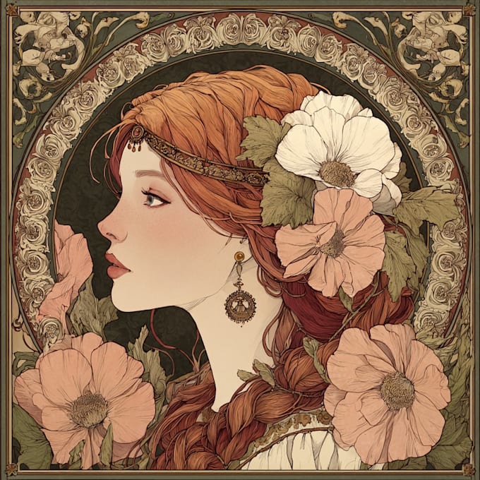 create illustrations in art nouveau style