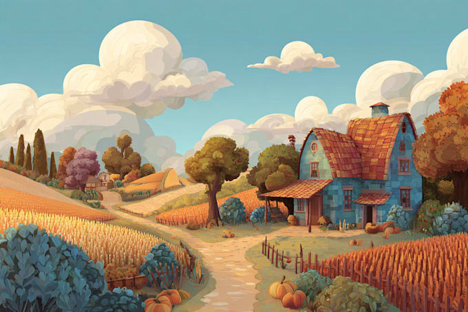 draw cartoon scenery illustration for you