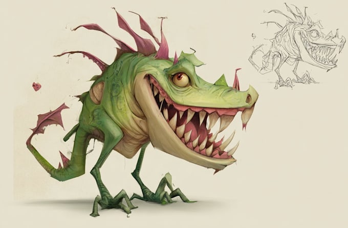 design horror cartoon characters and creatures