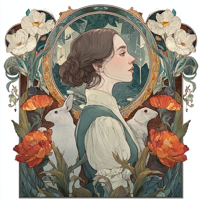 create illustrations in art nouveau style