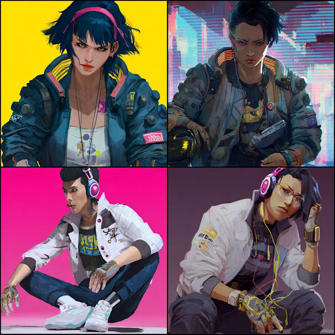 create cyberpunk and retro aesthetic characters
