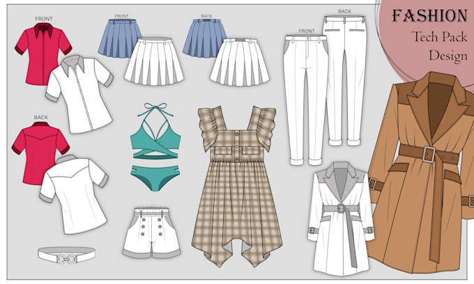 do professional technical flat sketch and tech packs