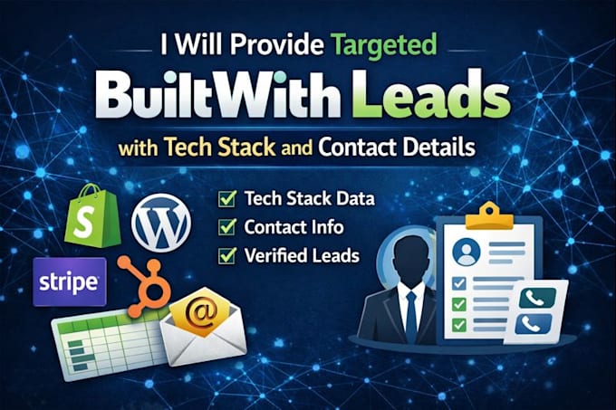 provide targeted builtwith leads with tech stack and contact details